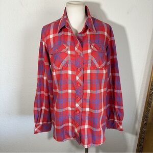 Duluth Trading Co Cotton Blend Flannel Button Down Shirt Size Small
